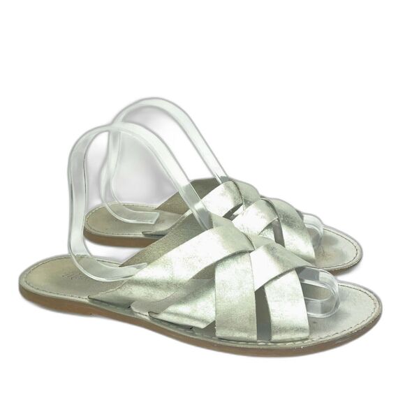 Madewell The Boardwalk Woven Slide on Sandal Metallic Silver L1167 Womens US 10 - Picture 1 of 9